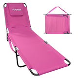 EASYGO PRODUCTS Lawn Chair Chaise Lounge 2 Legs Support Polyester Material Reclining Backrest Head Rest Pillow Great for Beach,