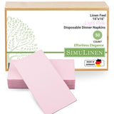SimuLinen Blush Pink Linen Feel Disposable Dinner Napkins - Cloth-Like Kosher Napkins for Celebrations, Weddings, and Showers, 1