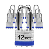 Padlocks with Same Key, LQYN 12 Pcs Laminated Keyed Padlock (1-9/16, 40mm), Keyed Alike Locks, Long Shackle, for Storage Locker,