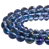 Asingeloo 48PCS 8mm Gray Angel Aura Round Gemstones Polished Mermaid Aura Moonstone Bead Smooth Stone Loose Beads Crystal Quartz
