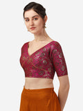 Oomph! Women'S Art Silk Short Sleeve Regular Blouse (Rbbl292_Magenta Pink M)