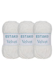 Estako Velvet (3- Skeins Pack) Chenille Blanket amigurumi Yarn for Crocheting and Knitting Super Bulky 3x100 gr (3x132 yds) (115