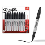 Sharpie Permanent Markers, Fine Point, Black, 12 Count, Proudly Permanent Ink, Intensely Brilliant Colors