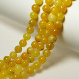 MJDCB Natural Stone Beads 8mm 43pcs Yellow Dragon Vein Agate Loose Gemstone Bead Charms for Jewelry Making Bracelet Necklace Ear