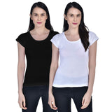 Aimly WomenS Cotton Cap Sleeve White & Black Camisole Slip Spaghetti Pack Of 2
