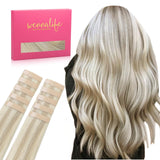 Wennalife Tape in Hair Extensions Human Hair Jet Black Tape in Extensions, 10pcs 20g 10 inch Remy Invisible Tape Ins Straight Co