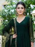 Anni Designer Women'S Rayon Blend Solid Anarkali Kurta With Pant & Dupatta (Magic-Green-Nw_Xxl_Green_Xx-Large),Green,2XL,,,