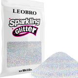 LEOBRO 100g / 3.5 oz Silver Glitter, Holographic Fine Glitter for Crafts, Resin, DIY Jewelry Keychains Flowers Party Decorations