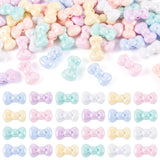 FASHEWELRY 52Pcs Acrylic Bow Bead AB Color Plated Iridescent Bowknot Beads Kawaii Aesthetic Beads Bow Focal Beads for Beadable P