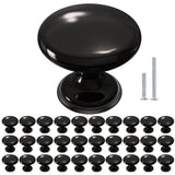 POZEAN Cabinet Knobs Brushed Nickel 30 Pack Cabinet Handles Drawer Knobs Solid Knobs Black with Screws for Dresser Drawer Cabine