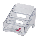Officemate Breast Cancer Awareness Business Card Holder, 4 Tiers, Clear (08930), 4 x 3.8 x 4