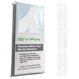 iSYFIX White Vinyl Slim Numbers Stickers - 6 Inch 2 Sets Self Adhesive - Premium Decal Die Cut, Pre-Spaced for Mailbox, Signs, W