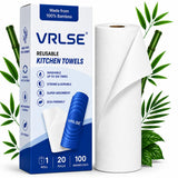 VRLSE Reusable Bamboo Kitchen Towels Roll | 20 Washable Cleaning Wipes Per Roll | EcoFriendly Multipurpose Cloth for Kitchen, C