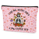 Gothic Skeleton Makeup Bag - Spicy Book Lovers Gifts Dark Romance Merch Cosmetic Bag for Reader Bookish Bookworm Women Birthday