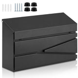 Yaocom Wall Mount Mailbox Large Capacity Mailbox for Outside Galvanized Steel Rustproof Metal Mail Drop Post Modern Black Collec