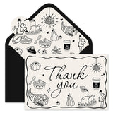 Whaline 24 Pack Thanksgiving Thank You Cards Fall Black Turkey Pumpkin Pie Thank You Greeting Note Cards with Envelope Sticker f