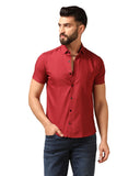 Toplot Men'S Regular Fit Solid Casual Shirt With Pocket Design With Spread Collar & Half Sleeves (Half-Pocket-5179-Maroon-L),Maroon,,B0CYH3XC6Y