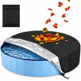 Foldable Round Dog Pool Cover, Portable Kiddie Accessory - Black, 63in