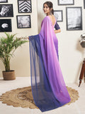 Satrani Women'S Georgette Dual Tone Ready To Wear Saree With Unstitched Blouse Piece (18Rs154Na_Pink & Navy Blue6)