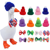 8 Set Holiday Desk Goose Outfits 7 Inch Mini Knitting Hats & Bow Tie, Summer 4th of July All Seasons Magnetic Desk Goose Clothes