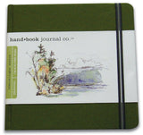 Travelogue Drawing Book, Square 5-1/2 x 5-1/2, Cadmium Green Artist Journal, 5.5*5.5 inch