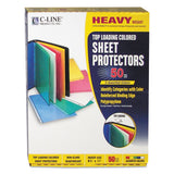 CLine Transparent Paste Sheet Protectors, Ltr, Four Colors, NonGlare, 50/box