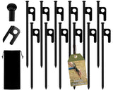 RINVEE 12 Pack Tent Stakes Heavy Duty Forged Steel Camping Stakes for Ground Outdoor Decorations Canopy