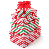 Zhanmai 4 Pcs Christmas Nesting Gift Boxes Christmas Hard Stackable Boxes with Lids Decorative Xmas Nested Present Boxes for Bir
