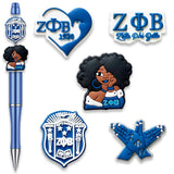Garetheora 5Pcs Sorority Focal Beads for Pens, Cute Silicone Focal Beads for Making DIY Bead Pens Keychain Jewelry (Blue)