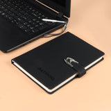 Altroq Pu Leather Notebook, Black, Ruled Pages, Metal Clasp Closure, Bookmark, Professional Notebook
