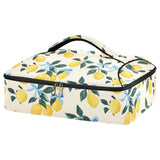 Casserole Carrier Insulated Yellow Lemon Blue Bows Dish 9x13 with Lid Party Travel Warmer Bag for Hot or Cold Food Lasagna Pizza