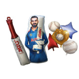 J.M Party & Fun Cricket Theme Party Balloon Combo | Bat & Ball Shape Foil Balloons for Birthday Decoration | Cricket Sports Them