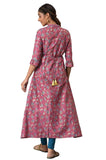 Aurelia Pink Foil Pattern Kurta With Sequins Pink L
