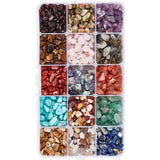 PONABEADIY 1 Box 375g 15 Styles Chip Stone Beads Green White Black Irregular Synthetic Energy Chakra Gemstone Crystal Reiki Powe