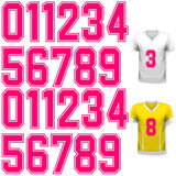 WILLBOND 24 Pcs Iron on Numbers, Jersey Heat Transfer Numbers 0 to 9 for Team Uniform T-Shirt Football Basketball Baseball(Rose
