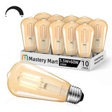 MASTERY MART Dimmable Vintage E26 LED Light Bulb, 2200K Warm White, 5.5W 60W Equivalent, Glass ST21 Antique Edison Style, 500 LM