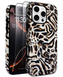J.west Cheetah for iPhone 16 Pro Max Case 6.9 inch with 2 Pack Tempered Glass Screen Protectors Animal Leopard Hybrid Cover for