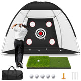 MUVPOH Golf Net: 10x7ft Golf Practice Net for Backyard Chipping Driving with Dual-Turf Golf Hitting Mat, All-in-1 Outdoor Indoor
