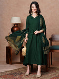Anni Designer Women'S Rayon Blend Solid Anarkali Kurta With Pant & Dupatta (Magic-Green-Nb_L_Green_Large),Green,L,,,