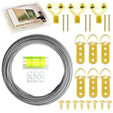 maierke Golden Picture Hanging Kit Picture Hanging Wire Kit Heavy Duty Mirror Hanging Kit,100 lbs 50FT Stainless Steel Wire Hang