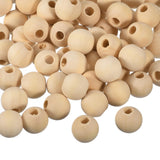 uxcell 100Pcs 20mm Natural Wood Spacer Beads, 5mm Large Hole Unfinished Round Wooden Beads for DIY Crafting, Jewelry Making Brac