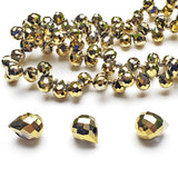 Chengmu 8mm Gold Strawberry Glass Beads for Jewelry Making, Faceted Teardrop Crytal Prism Spacer Beads for Pendants Bracelet Nec