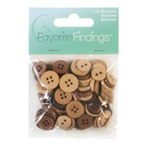 Blumenthal Lansing Favorite Findings Basic Assorted Sizes, 130/Pkg, Natural Brown Round Buttons, Small