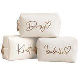 DayOfShe Personalized Name Makeup Bag Toiletry Bag for Bridesmaid Gifts Bridal Shower Wedding Gifts, Custom Cosmetic Bag for Bes