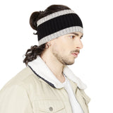 Bharatasya BlackGrey Soft Mix Yarn Knitted Ski Warm Woolen Headband For Men And Women