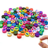 100 pcs Letter Polymer Clay Beads, VEINARDYL 10x4mm Colorful Alphabet Letters Charm Bead for DIY Crafts Earring Necklace Friends