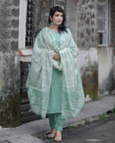 Gosriki Women'S Cotton Blend Embroidered Straight Kurta With Pant & Dupatta (Pragya See Green-Gs_L_See Green_Large),See Green,,B0D2Y897QT