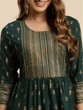 Rangita Green Rayon Calf Length Printed Anarkali Kurti For Women | Kurta For Women_L