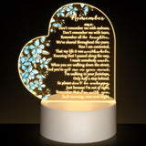 Coume Memorial Gift Night Light Clear Crystal Acrylic Heart Sympathy Gifts Sign LED Light Remembrance Bereavement Gift Decor Con