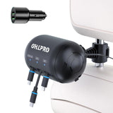 OHLPRO 3-in-1 Retractable Backseat Car Charging Station, 36W Fast Car Charger for All Phones (iPhone, Samsung), Ideal for Lyft,